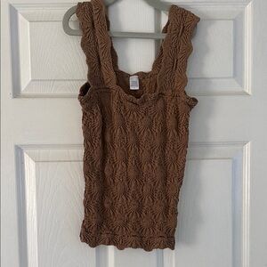 Brown Textured Sleeveless Top